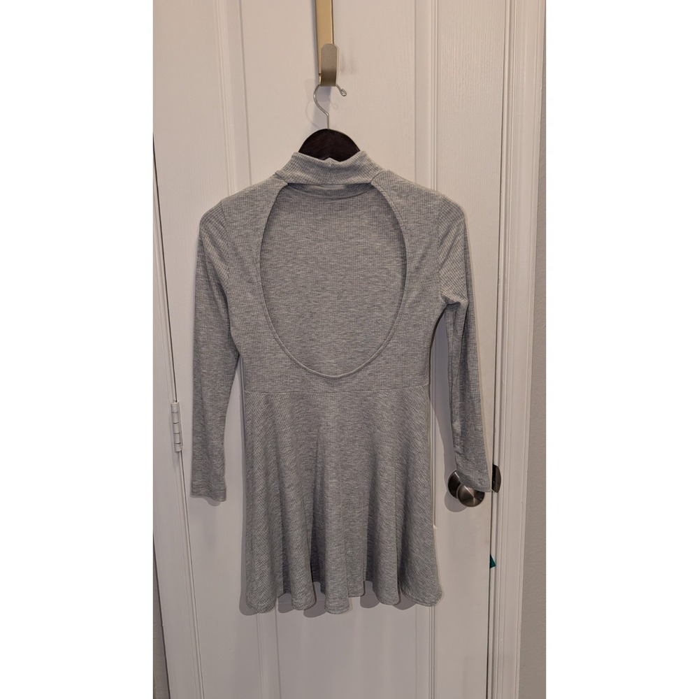 Collusion Grey Ribbed Knit High Neck Long Sleeve Aline Dress‎ size US 6 Petite - Picture 3 of 5